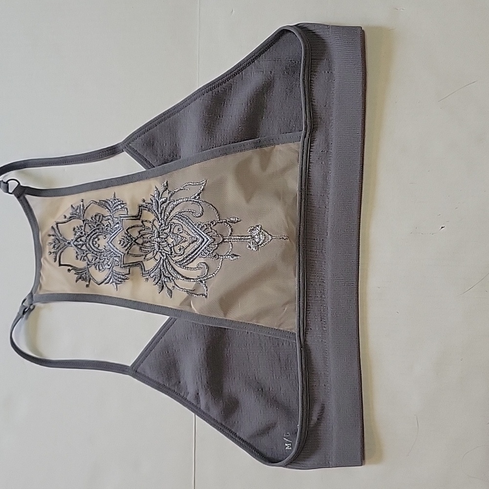 NWOT embroidered gray bralette, M/L